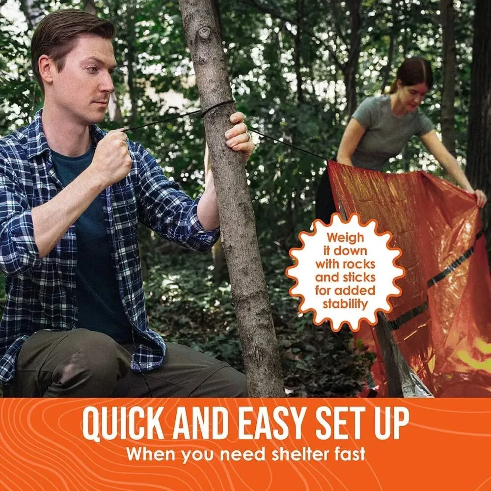 (image for) 2 Person Emergency Shelter Bivy Survival Tent Kit Mylar Tube Tent Sleeping Bag Waterproof Outdoor SOS Thermal Blanket Reusable